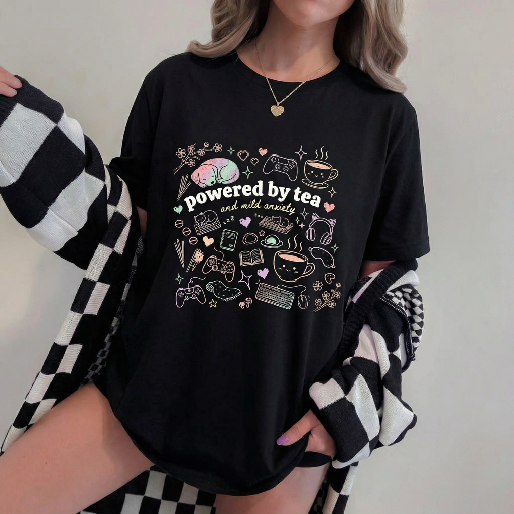 Powered by Tea & Mild Anxiety T-Shirt | Classic T-Shirt
