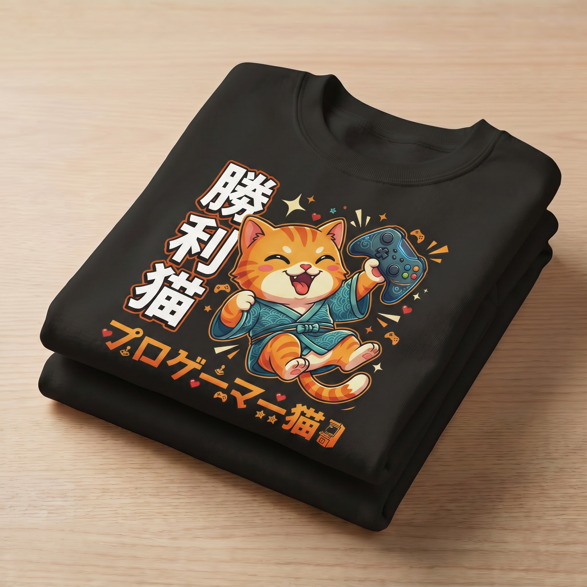 Japanese Gaming Gato  - Cozy Box Fit T-Shirt 😸